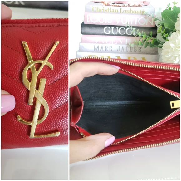 Authentic Pre-owned Yves Saint Laurent Grain De Poudre Zip Around Wallet - Picture 6 of 16